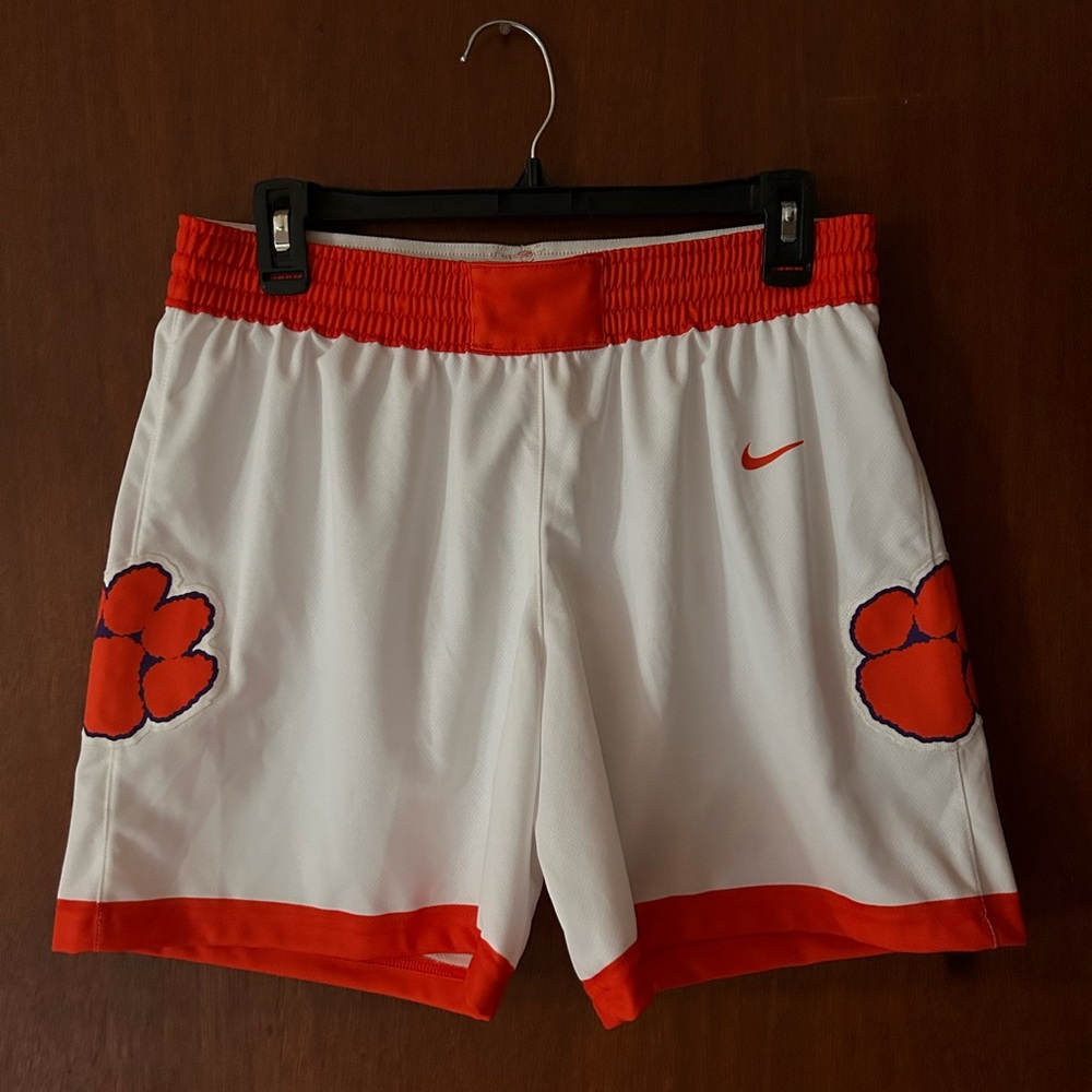 Nike Women's White and Orange Athletic Shorts